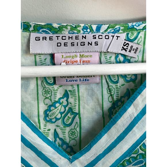 Gretchen Scott O'Keefe V-Neck Floral Printed Tunic Teal Green Women's Size XS - Picture 4 of 8